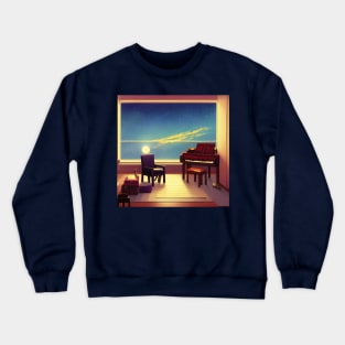 Classic Piano Under the Bright Sky Pianist Life in the Galaxy Space Crewneck Sweatshirt